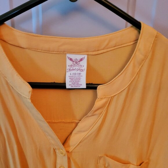NWOT's Faded Glory Golden Yellow Pullover Top Misses Size Large 12-14 - Picture 2 of 4